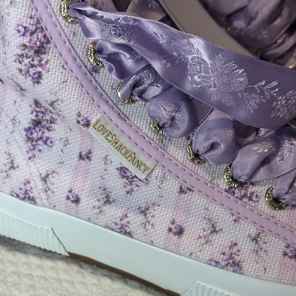 Superga x LoveShackFancy NWT - 2795
Floral Satin Ribbon Hightop - Ripe Grapevine - Picture 9 of 10
